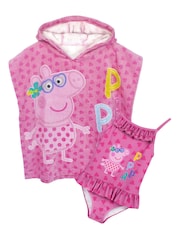 Conjunto de maiô e poncho de toalha Vanilla Underground Girls Peppa Pig. - Imagem 3 de 5