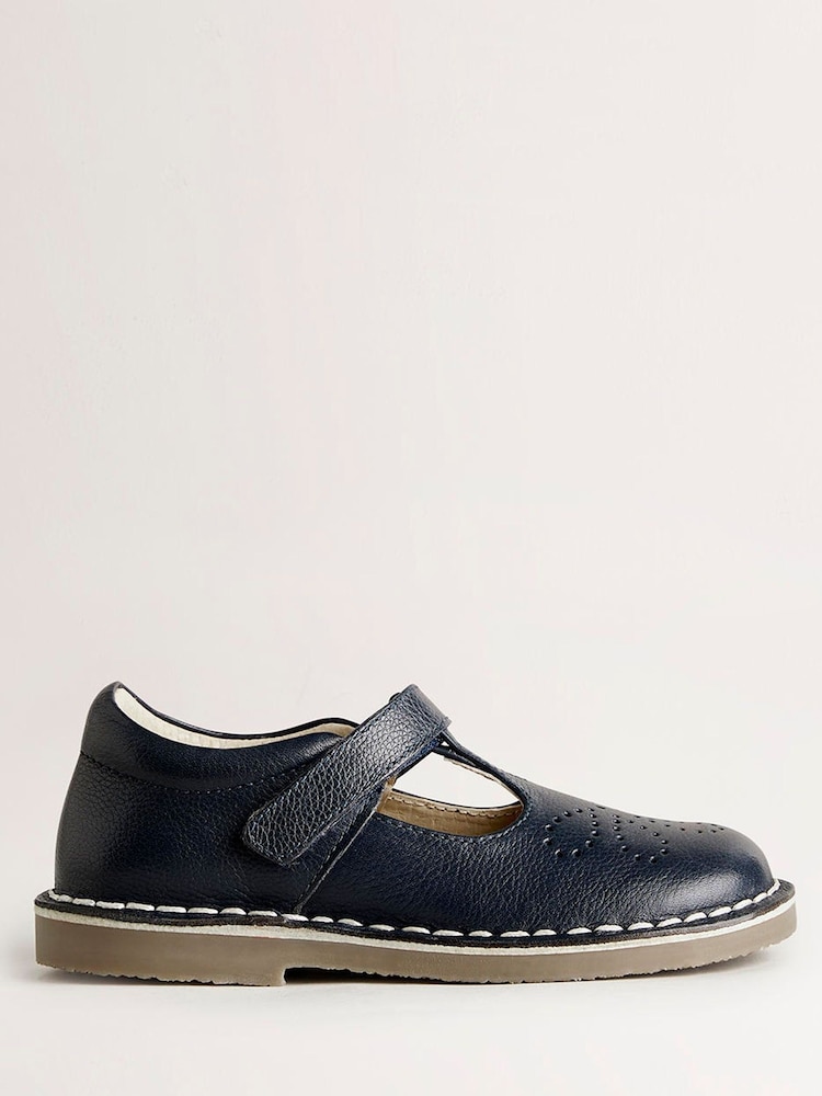 Boden Navy Leather T-Bar School Shoes - Image 1 of 3