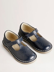 Boden Navy Leather T-Bar School Shoes - Image 2 of 3