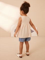 Бледно-розовый - Майка в рубчик с баской (3mths-7yrs) - Изображение 3 из 7