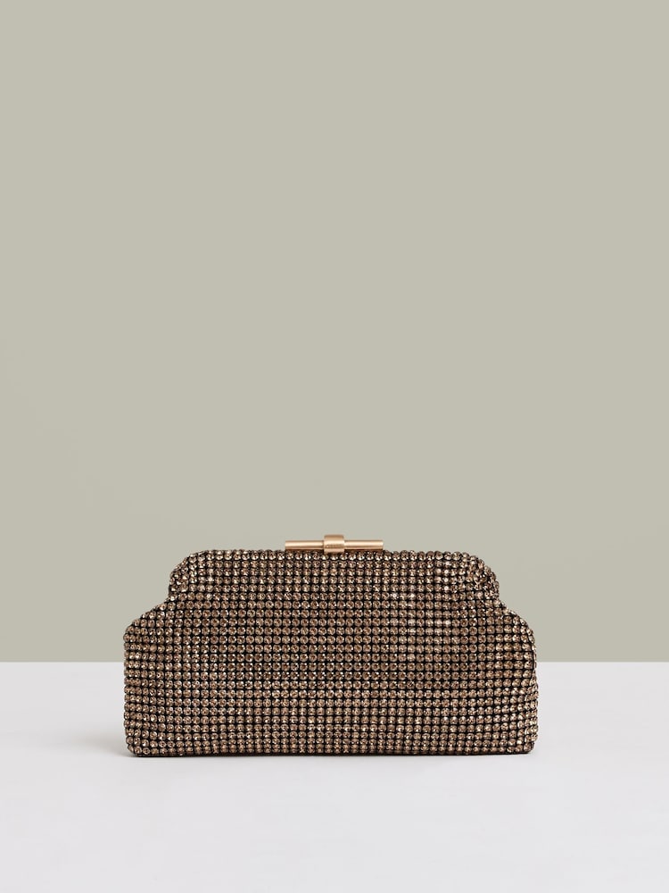 Dorado - Bolso clutch con adornos Adaline de Reiss - Imagen 1 de 6 Dorado - Bolso clutch con adornos Adaline de Reiss - Imagen 1 de 6