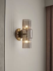 Lipsy Gold Ribbed Glass Wall Light - Image 1 of 6