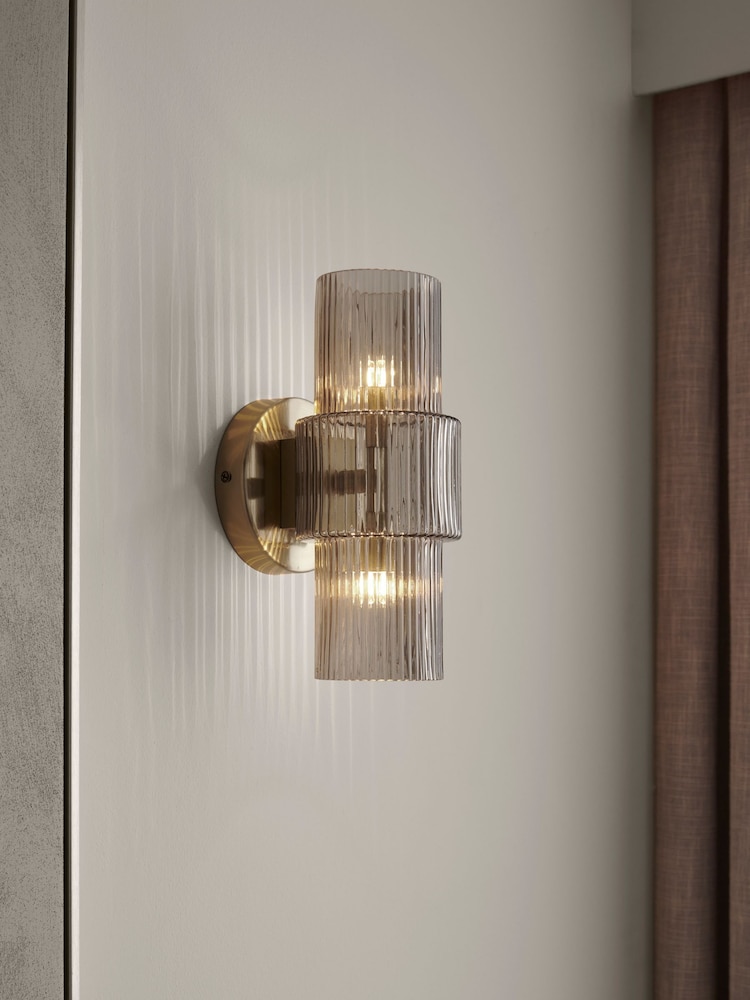 Lipsy Gold Ribbed Glass Wall Light - Image 1 of 6