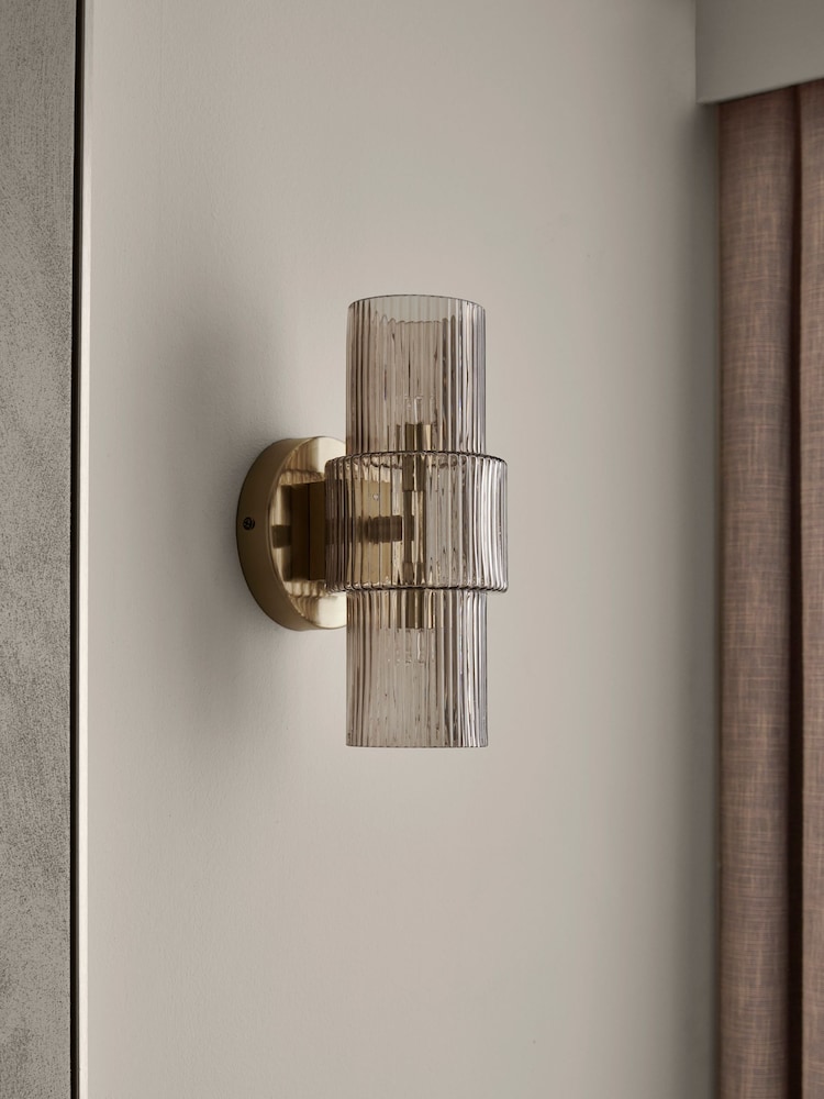 Lipsy Gold Ribbed Glass Wall Light - Image 2 of 6