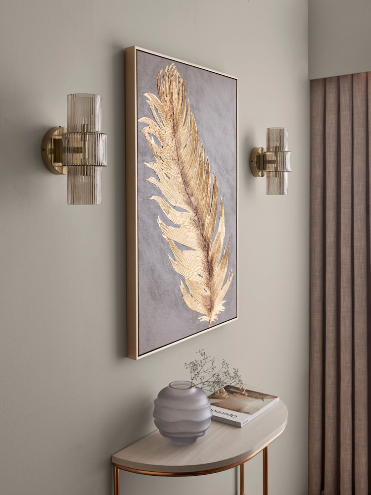 Lipsy Gold Ribbed Glass Wall Light - Image 6 of 6