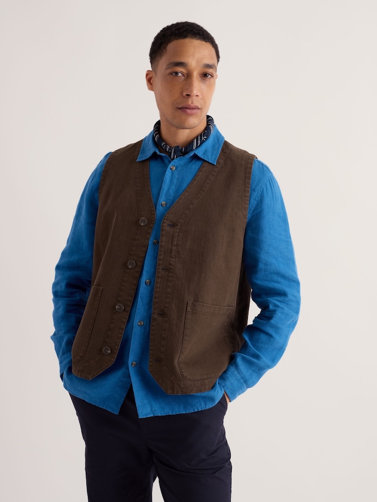 Seasalt Cornwall Brown Tollgate Waistcoat - Image 1 of 5