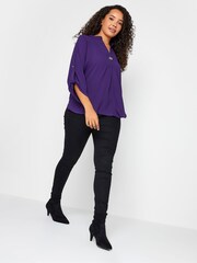 M&Co Purple Turn Back Sleeve Blouse - Image 3 of 4