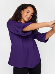 M&Co Purple Turn Back Sleeve Blouse - Image 4 of 4