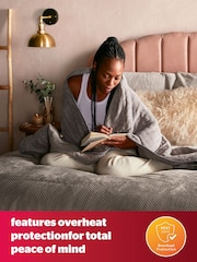 Silentnight Grey Teddy Luxury Heated Supersoft Fleece Blanket Throw - Image 6 of 8