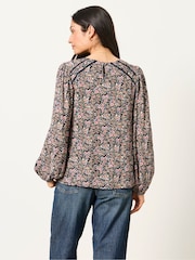 FatFace Sofia Navy Meadow Petite Embroidered Blouse - Image 2 of 4