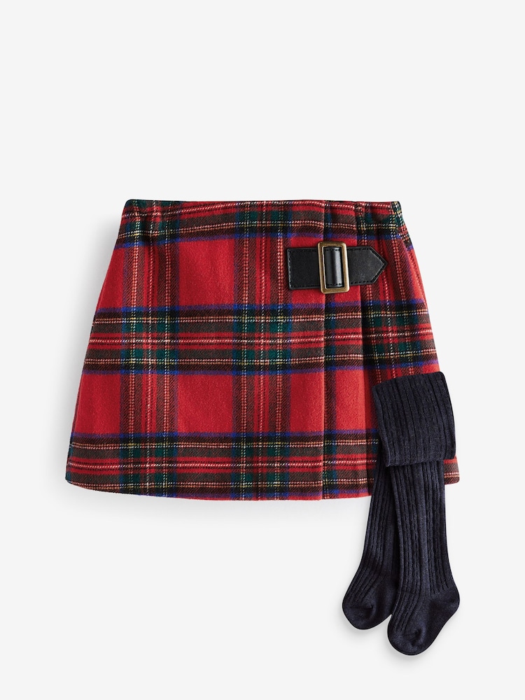 Red Kilt Skirt & Tights Set (3mths-10yrs) - Image 5 of 9