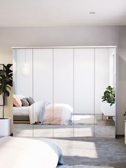 Wiemann Peyton Rustic Oak Mirror Semi Fitted 5 Door Wardrobe - Image 1 of 4
