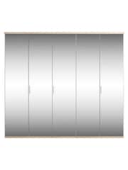 Wiemann Peyton Rustic Oak Mirror Semi Fitted 5 Door Wardrobe - Image 2 of 4