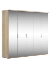 Wiemann Peyton Rustic Oak Mirror Semi Fitted 5 Door Wardrobe - Image 3 of 4