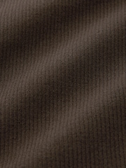 Chocolate Brown Slim Fit Ribbed Short Sleeve Top - Image 6 of 6