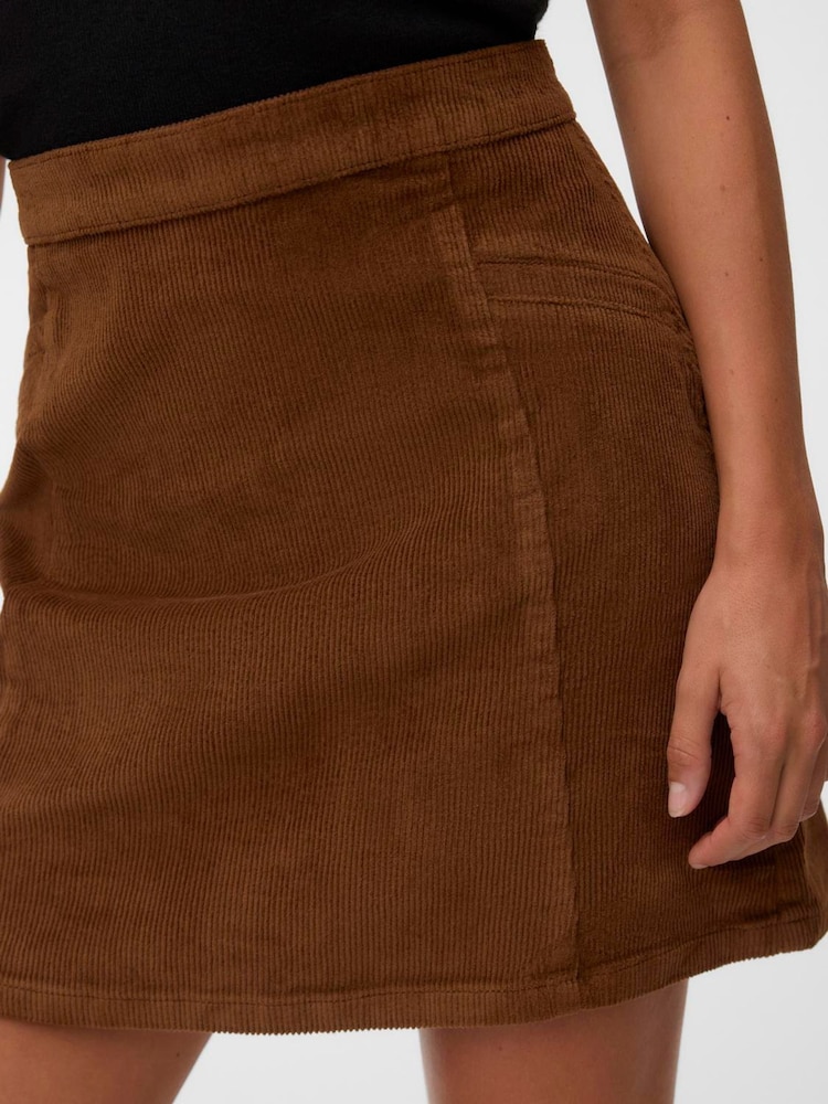VERO MODA Brown High Waist Corduroy Mini Skirt - Image 2 of 6 VERO MODA Brown High Waist Corduroy Mini Skirt - Image 2 of 6