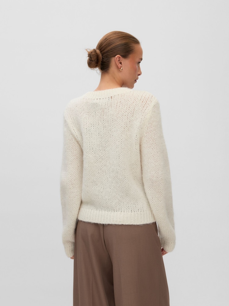 Run Add Round Buy VERO MODA Grey Long Sleeve Round Neck Cardigan With Jewel Buttons ...