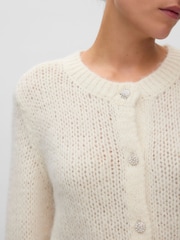 灰色 - VERO MODA Long Sleeve Round Neck Cardigan With Jewel Buttons - 5的图像3｝