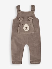 JoJo Maman Bébé Fawn Brown Bear 2-Piece Velour Appliqué Dungaree & Top Set - Image 2 of 6