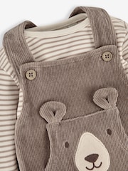 JoJo Maman Bébé Fawn Brown Bear 2-Piece Velour Appliqué Dungaree & Top Set - Image 5 of 6