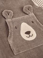 JoJo Maman Bébé Fawn Brown Bear 2-Piece Velour Appliqué Dungaree & Top Set - Image 6 of 6