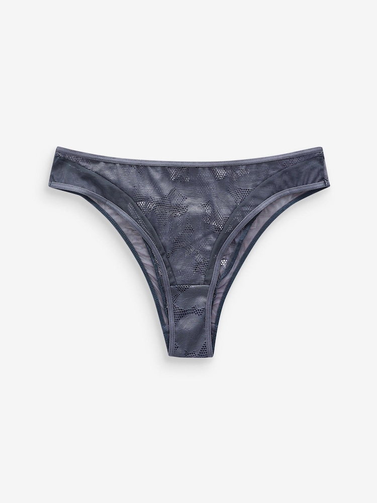 Navy Blue Lace Extra High Leg Knickers - Image 6 of 6