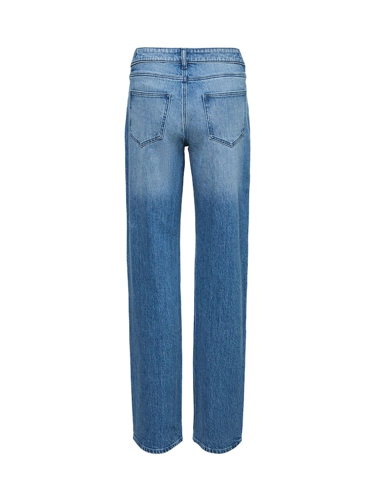 Mamalicious Blue Maternity Side Elastic Straight Jeans - Image 2 of 2 Mamalicious Blue Maternity Side Elastic Straight Jeans - Image 2 of 2