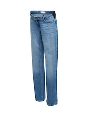 Mamalicious Blue Maternity Side Elastic Straight Jeans - Image 5 of 6