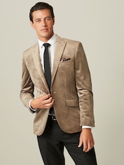 Champagne Gold Slim Velvet Blazer - Image 1 of 10