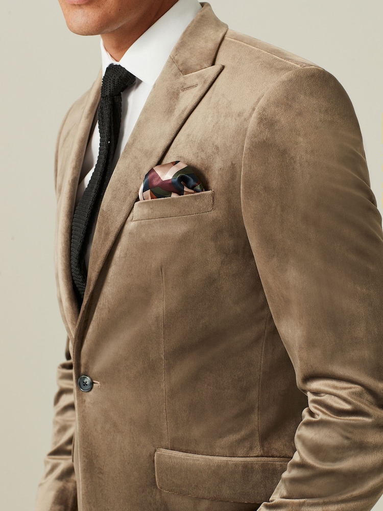 Champagne Gold Slim Velvet Blazer - Image 4 of 10