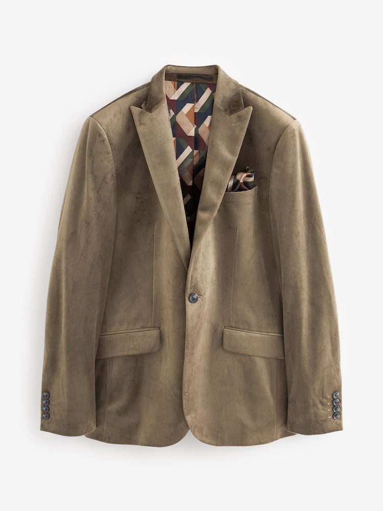 Champagne Gold Slim Velvet Blazer - Image 6 of 10