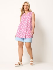 Yours Curve Pink Daisy Sleeveless Swing Blouse - Image 2 of 5