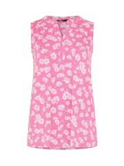 Yours Curve Pink Daisy Sleeveless Swing Blouse - Image 5 of 5