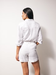 White Linen Blend Boy Shorts - Image 3 of 6