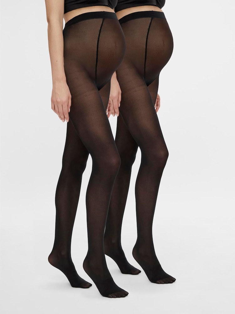 Mamalicious Black Maternity 50D Over Bump Tights 2 Pack - Image 1 of 5 Mamalicious Black Maternity 50D Over Bump Tights 2 Pack - Image 1 of 5