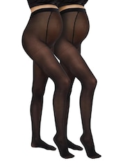 Mamalicious Black Maternity 50D Over Bump Tights 2 Pack - Image 2 of 5