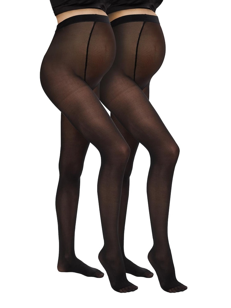 Mamalicious Black Maternity 50D Over Bump Tights 2 Pack - Image 2 of 5 Mamalicious Black Maternity 50D Over Bump Tights 2 Pack - Image 2 of 5