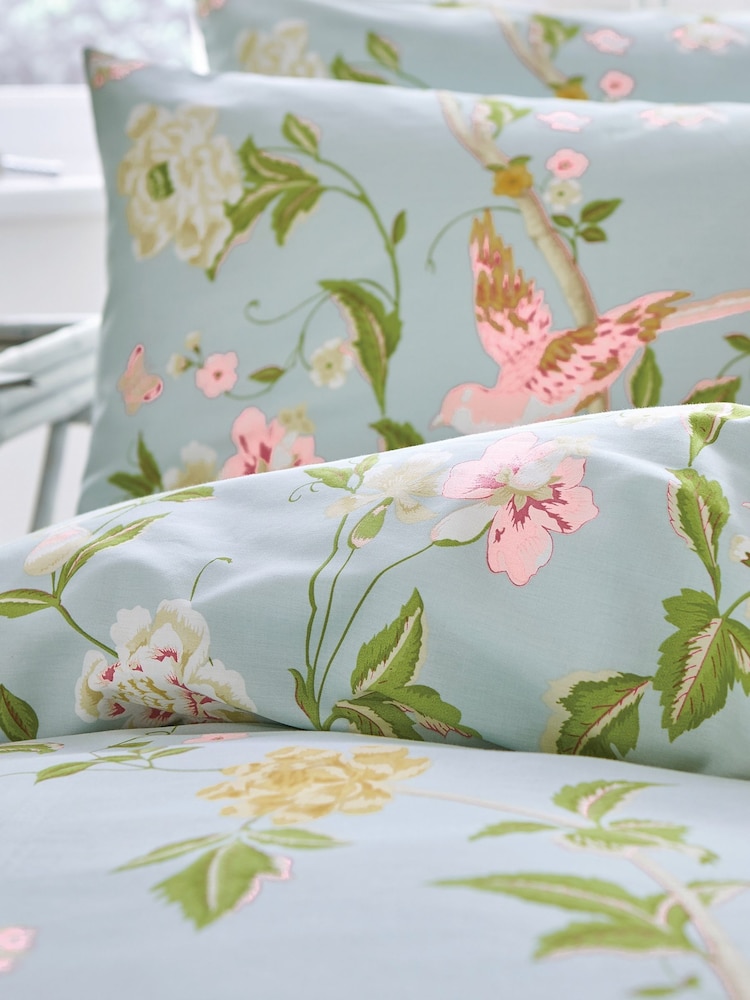 Laura Ashley Set of 2 Duck Egg Blue Summer Palace 100% Cotton Pillowcases - Image 2 of 3
