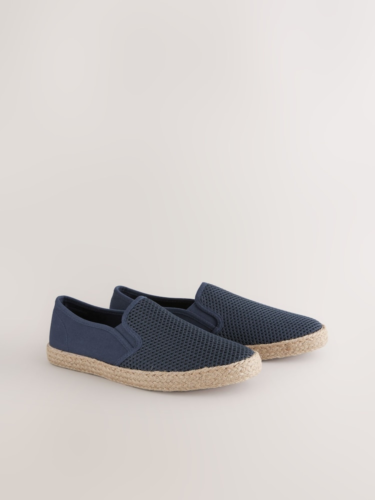Navy Blue Mesh Espadrilles - Image 1 of 7