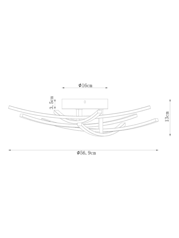 Chrome Amari 5 Arm Flush Ceiling Light - Image 8 of 8