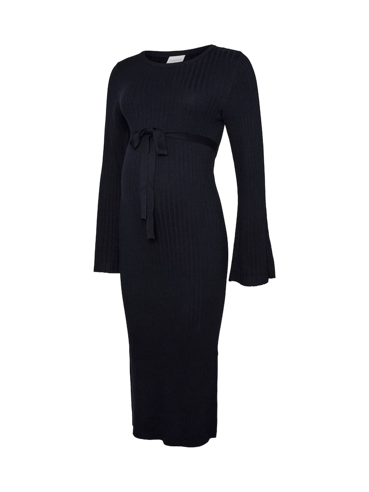 Mamalicious Blue Maternity Long Sleeve Knitted Midi Dress - Image 1 of 5 Mamalicious Blue Maternity Long Sleeve Knitted Midi Dress - Image 1 of 5