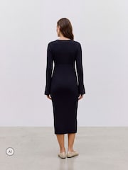 Mamalicious Blue Maternity Long Sleeve Knitted Midi Dress - Image 3 of 5
