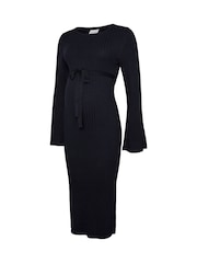 Mamalicious Blue Maternity Long Sleeve Knitted Midi Dress - Image 5 of 5