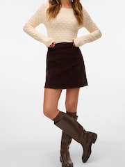 VERO MODA Chocolate Brown High Waist Corduroy Mini Skirt - Image 1 of 5