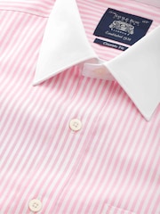 Розовый - Savile Row Company Классическая посадка 100% хлопка в полоску рубашки с двойным манжетом - Image 5 of 5