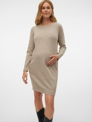 VERO MODA Natural Maternity Soft Touch Round Neck Knitted Jumper Dress - Image 2 of 5