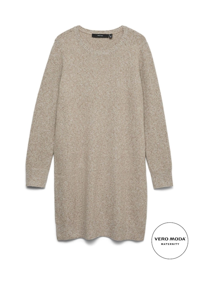 VERO MODA Natural Maternity Soft Touch Round Neck Knitted Jumper Dress - Image 5 of 5 VERO MODA Natural Maternity Soft Touch Round Neck Knitted Jumper Dress - Image 5 of 5