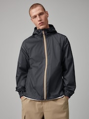Charcoal Grey Lightweight Waterproof Packable Hooded Jacket - Image 1 of 1