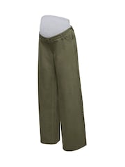 Mamalicious Green Maternity Over Bump Wide Leg Jeans - Image 1 of 6
