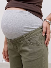 Mamalicious Green Maternity Over Bump Wide Leg Jeans - Image 3 of 6